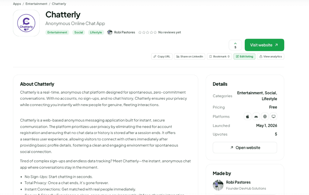 Chatterly AppBuildersPH Listing
