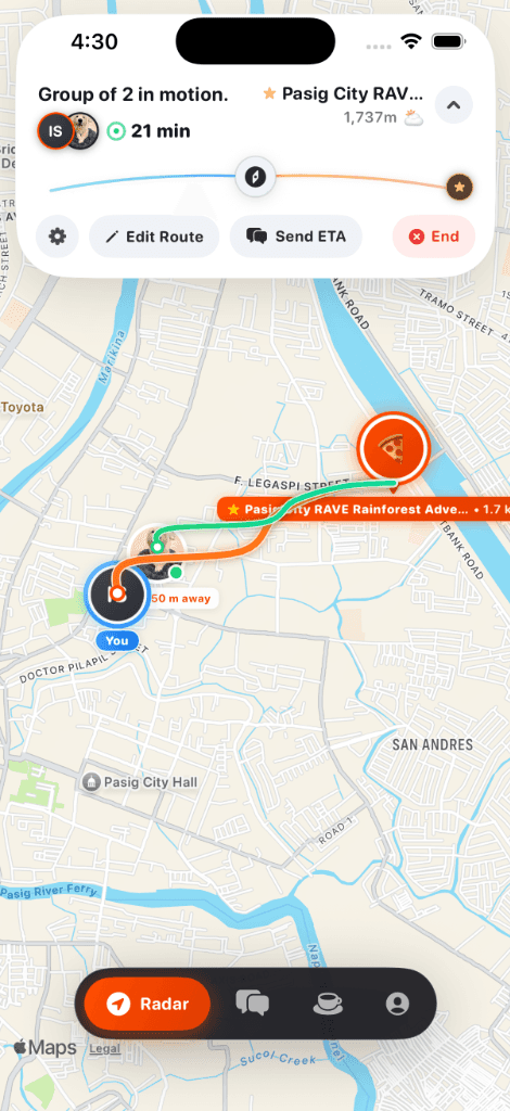 Halfway Pasig City RAVE Converging Route