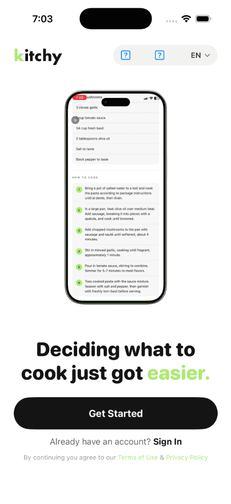 Kitchy Recipe & Cooking Steps UI