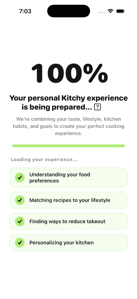Kitchy AI Onboarding Experience