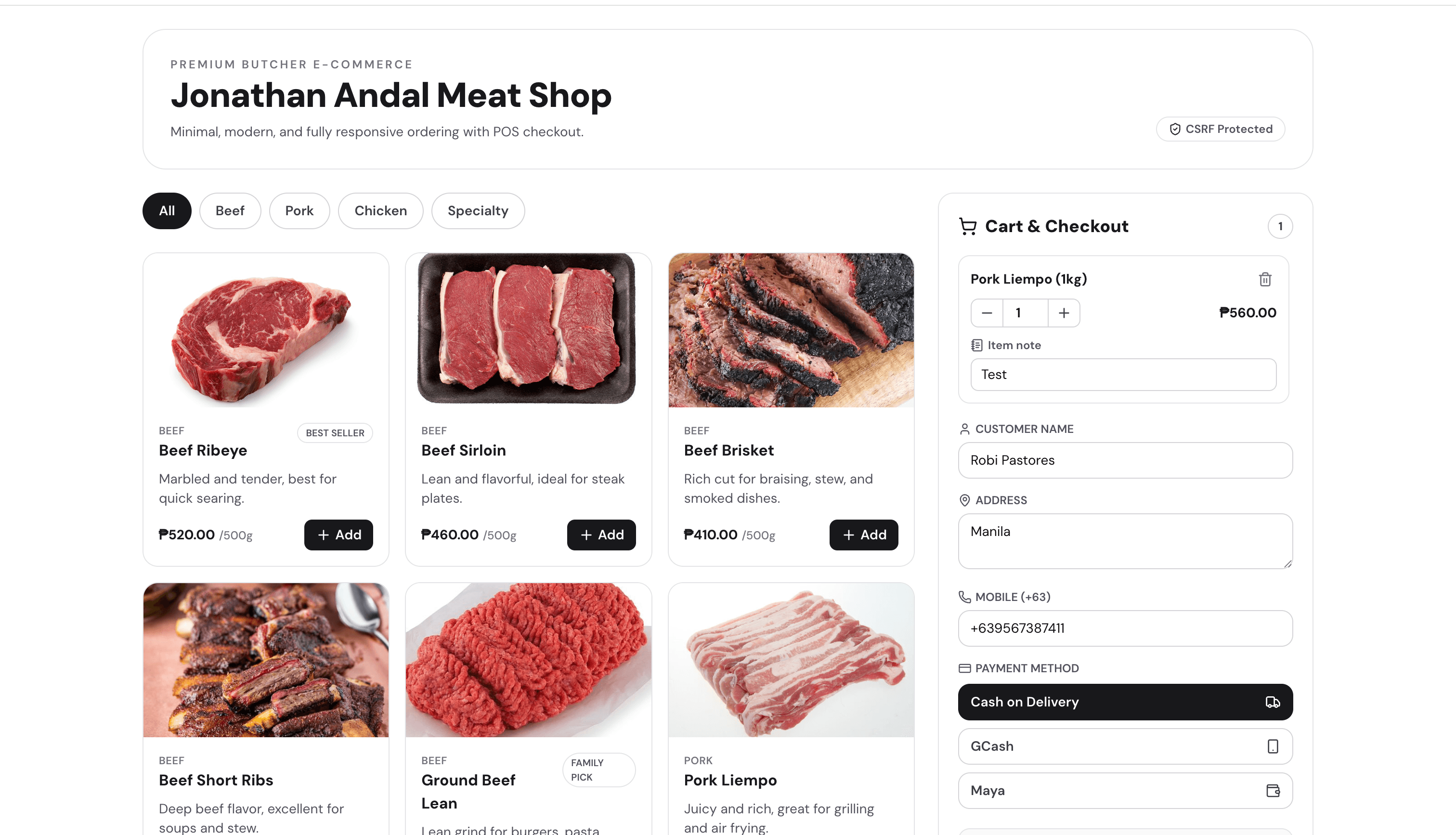 Jonathan Meat Shop E-commerce